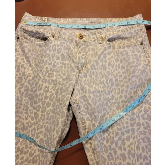 Vtg Jordache Cropped Jeans Tan Black Cheetah Print Mid Rise Skinny Size 14 - Picture 3 of 11